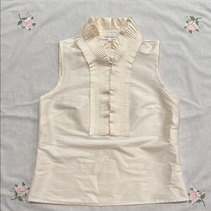 Calvin Klein Off-White/Cream Sleeveless Ruffled Blouse